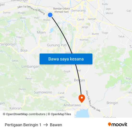 Pertigaan Beringin 1 to Bawen map