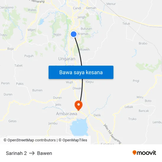 Sarinah 2 to Bawen map