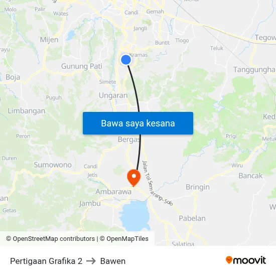Pertigaan Grafika 2 to Bawen map