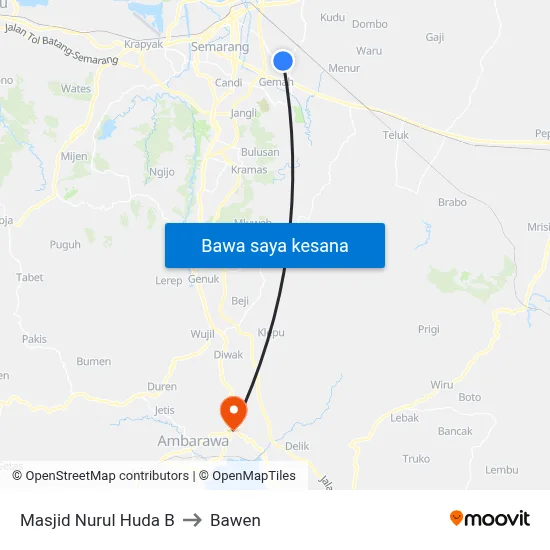 Masjid Nurul Huda B to Bawen map