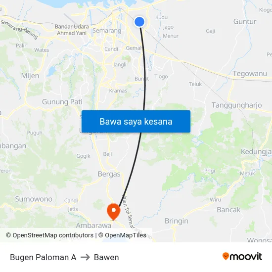 Bugen Paloman A to Bawen map