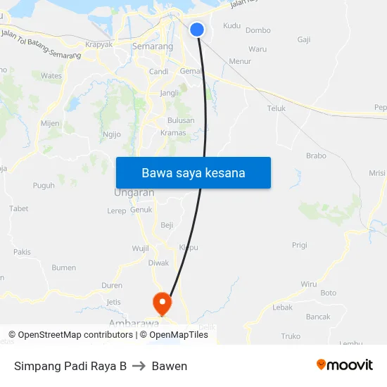 Simpang Padi Raya B to Bawen map