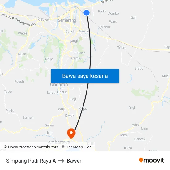 Simpang Padi Raya A to Bawen map