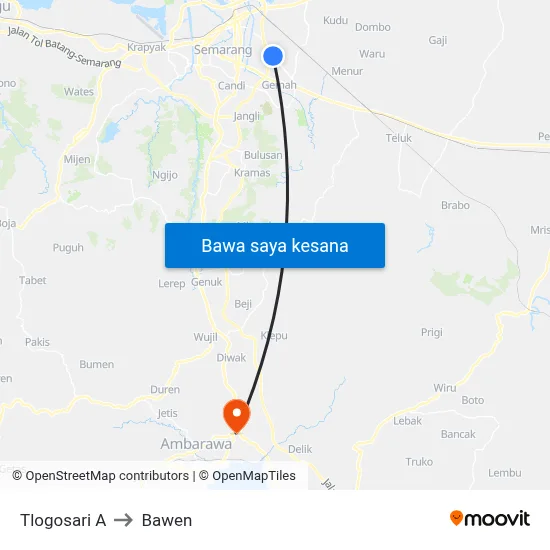 Tlogosari A to Bawen map