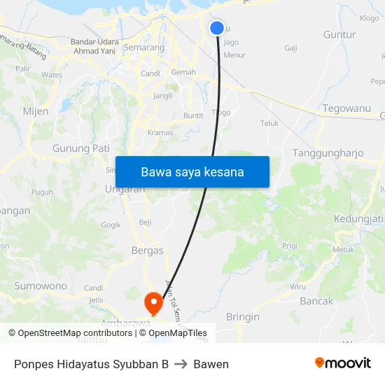 Ponpes Hidayatus Syubban B to Bawen map