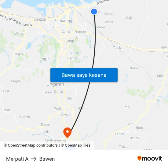 Merpati A to Bawen map