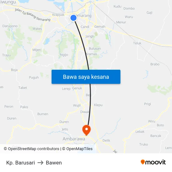 Kp. Barusari to Bawen map