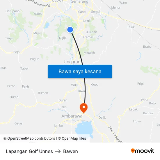 Lapangan Golf Unnes to Bawen map