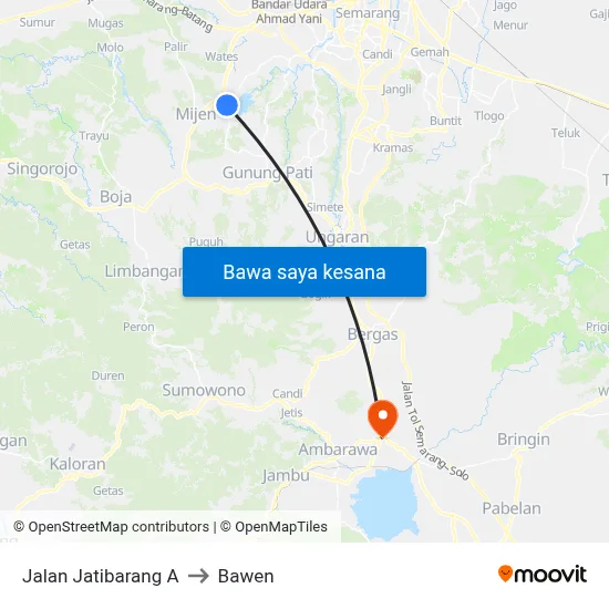 Jalan Jatibarang A to Bawen map