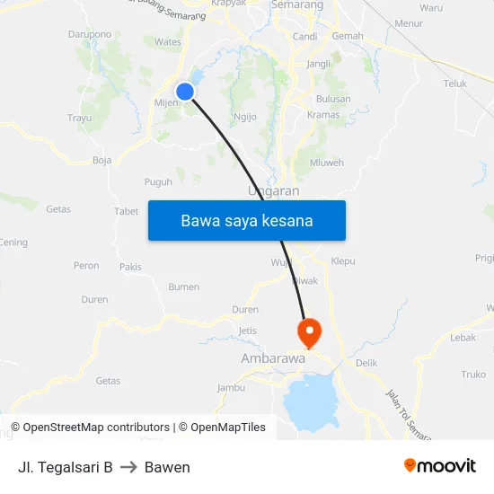 Jl. Tegalsari B to Bawen map