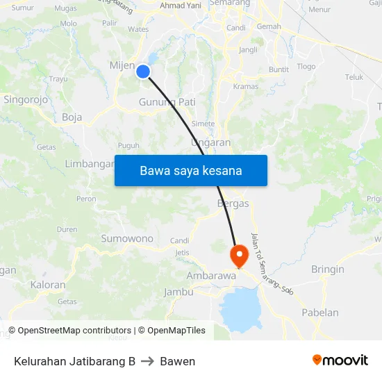 Kelurahan Jatibarang B to Bawen map