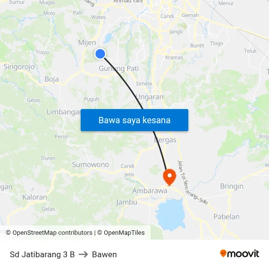 Sd Jatibarang 3 B to Bawen map