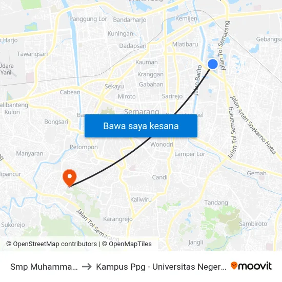 Smp Muhammadyah 7 to Kampus Ppg - Universitas Negeri Semarang map