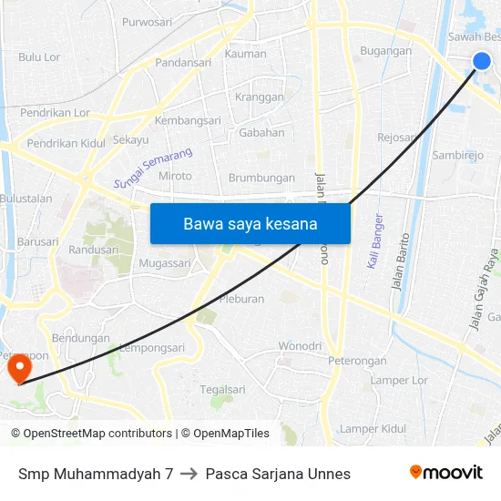 Smp Muhammadyah 7 to Pasca Sarjana Unnes map