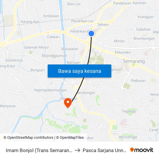 Imam Bonjol (Trans Semarang) to Pasca Sarjana Unnes map
