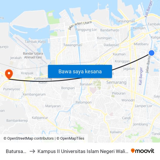 Batursari 2 to Kampus II Universitas Islam Negeri Walisongo map