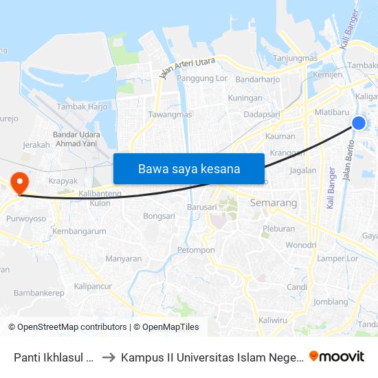 Panti Ikhlasul Amal 2 to Kampus II Universitas Islam Negeri Walisongo map