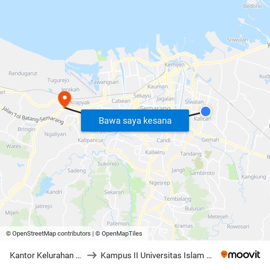 Kantor Kelurahan Tlogosari B to Kampus II Universitas Islam Negeri Walisongo map