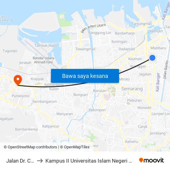 Jalan Dr. Cipto to Kampus II Universitas Islam Negeri Walisongo map