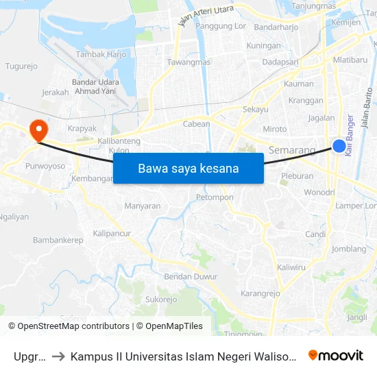 Upgris to Kampus II Universitas Islam Negeri Walisongo map