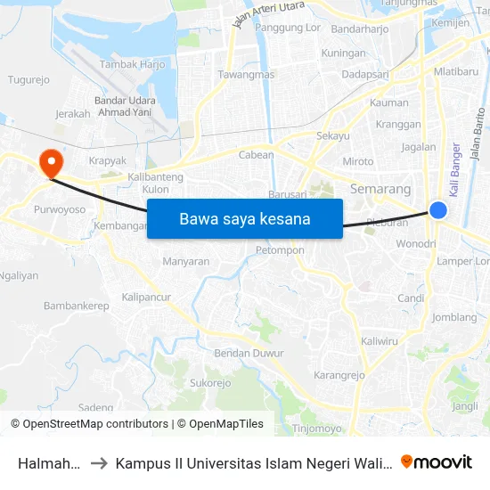 Halmahera to Kampus II Universitas Islam Negeri Walisongo map
