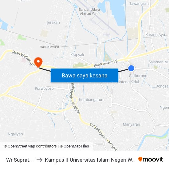 Wr Supratman to Kampus II Universitas Islam Negeri Walisongo map