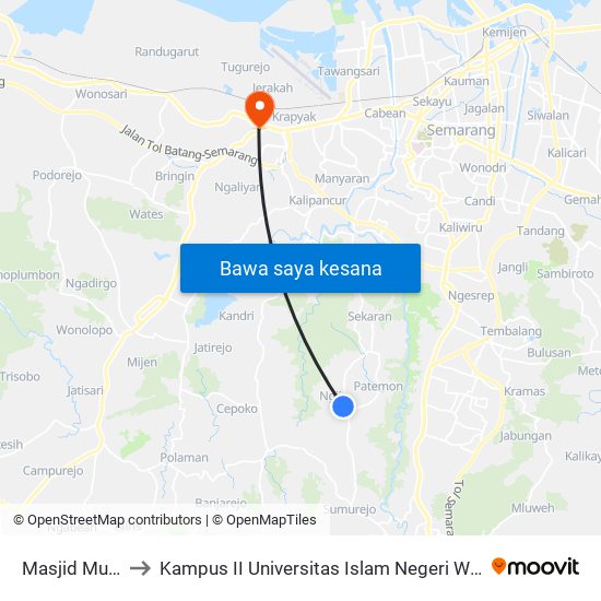 Masjid Muntal to Kampus II Universitas Islam Negeri Walisongo map