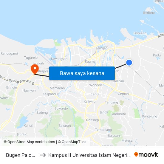 Bugen Paloman A to Kampus II Universitas Islam Negeri Walisongo map