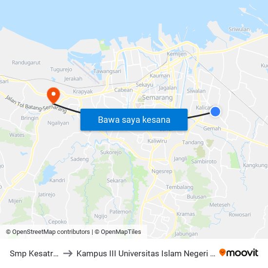 Smp Kesatrian B to Kampus III Universitas Islam Negeri Walisongo map