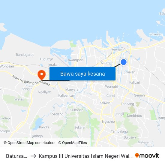 Batursari 2 to Kampus III Universitas Islam Negeri Walisongo map