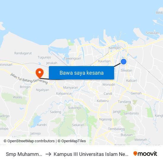 Smp Muhammadyah 7 to Kampus III Universitas Islam Negeri Walisongo map