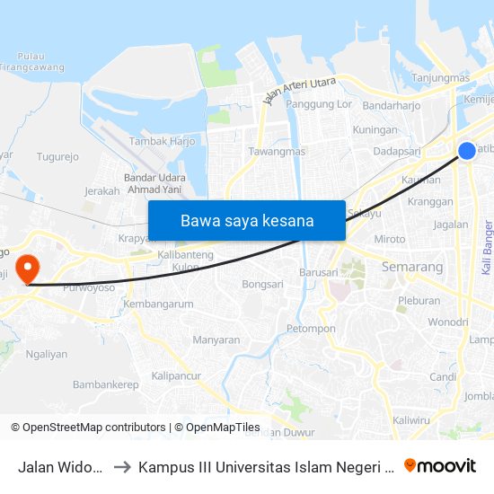 Jalan Widoharjo to Kampus III Universitas Islam Negeri Walisongo map