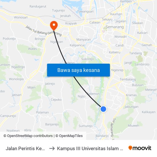 Jalan Perintis Kemerdekaan to Kampus III Universitas Islam Negeri Walisongo map