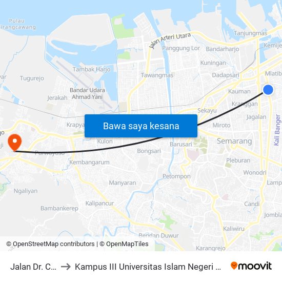 Jalan Dr. Cipto to Kampus III Universitas Islam Negeri Walisongo map