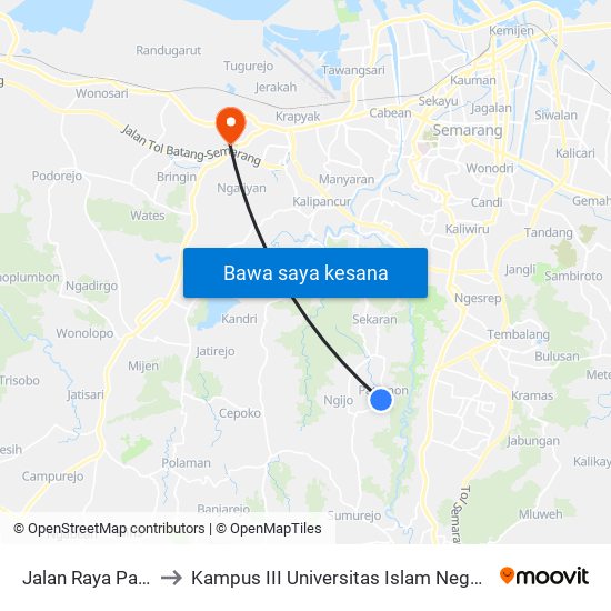 Jalan Raya Patemon to Kampus III Universitas Islam Negeri Walisongo map