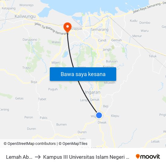 Lemah Abang to Kampus III Universitas Islam Negeri Walisongo map