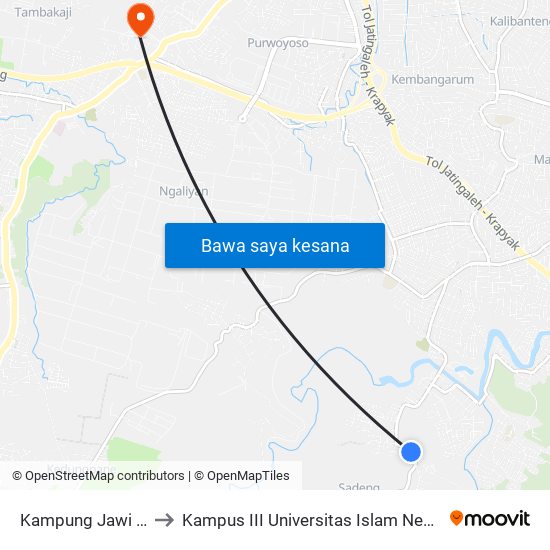 Kampung Jawi Desel A to Kampus III Universitas Islam Negeri Walisongo map