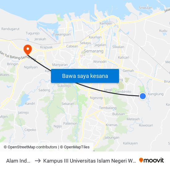 Alam Indah 2 to Kampus III Universitas Islam Negeri Walisongo map