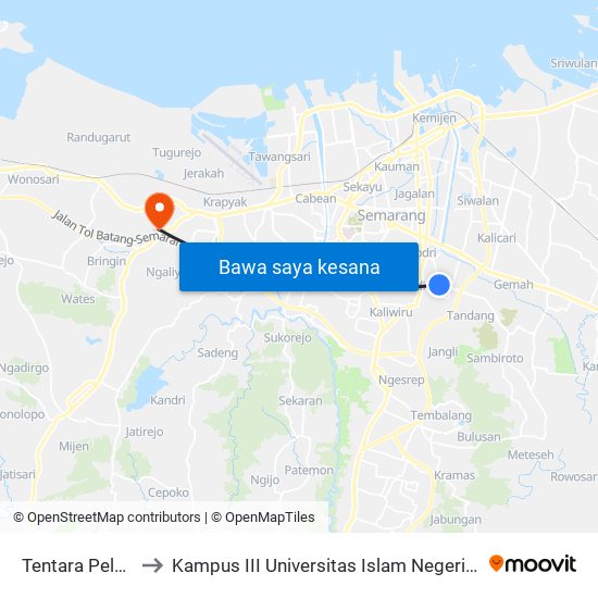 Tentara Pelajar B to Kampus III Universitas Islam Negeri Walisongo map