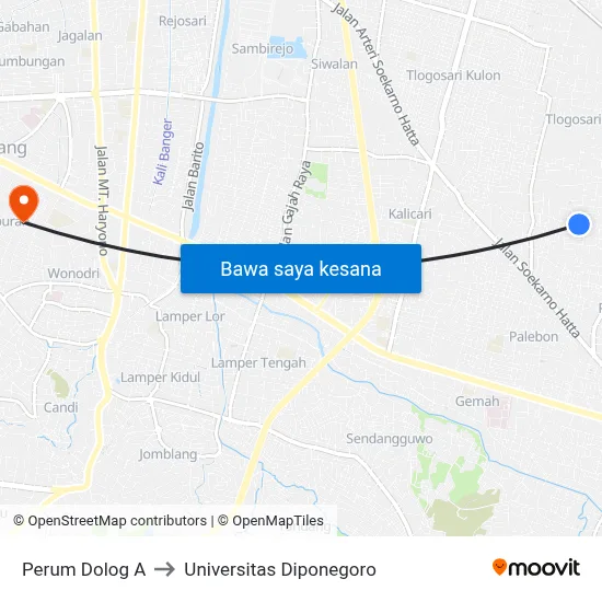 Perum Dolog A to Universitas Diponegoro map