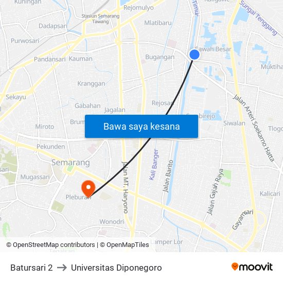 Batursari 2 to Universitas Diponegoro map