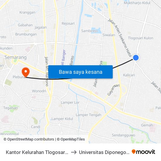 Kantor Kelurahan Tlogosari A to Universitas Diponegoro map