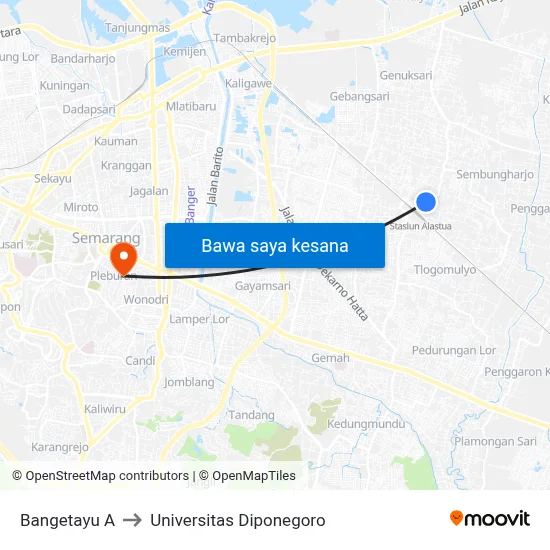 Bangetayu A to Universitas Diponegoro map