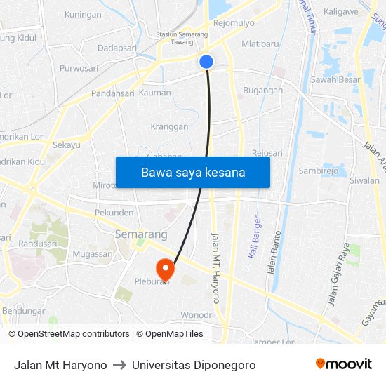 Jalan Mt Haryono to Universitas Diponegoro map