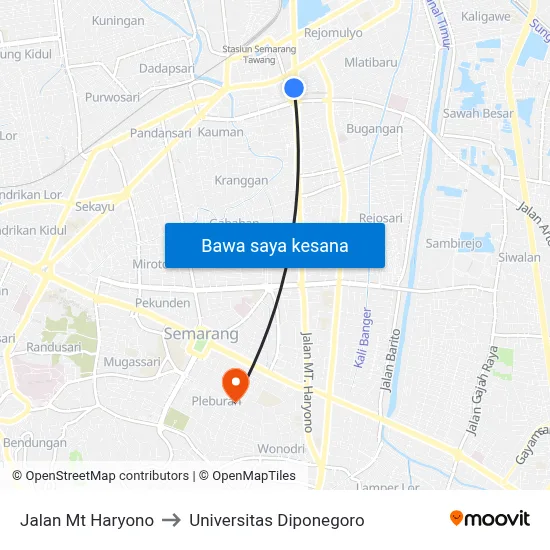 Jalan Mt Haryono to Universitas Diponegoro map