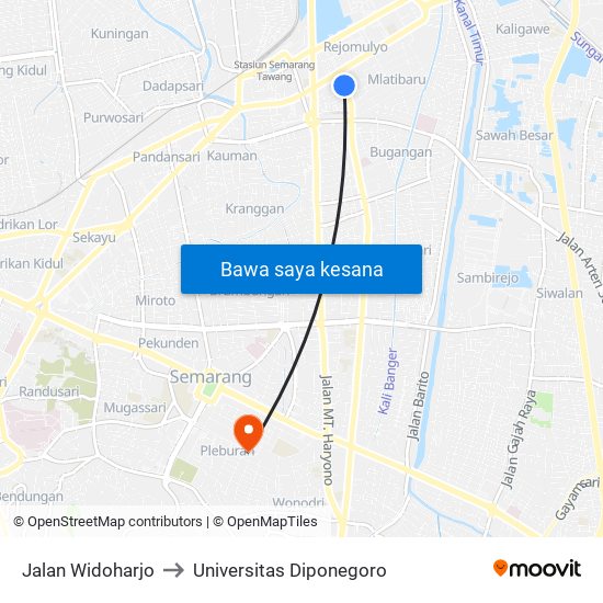 Jalan Widoharjo to Universitas Diponegoro map