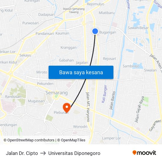 Jalan Dr. Cipto to Universitas Diponegoro map