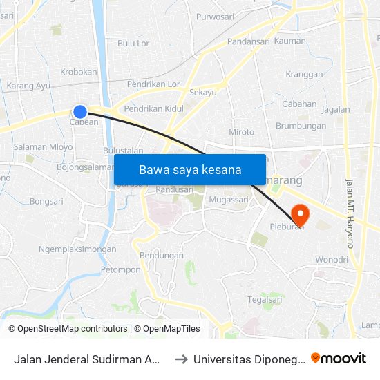 Jalan Jenderal Sudirman Amarta to Universitas Diponegoro map