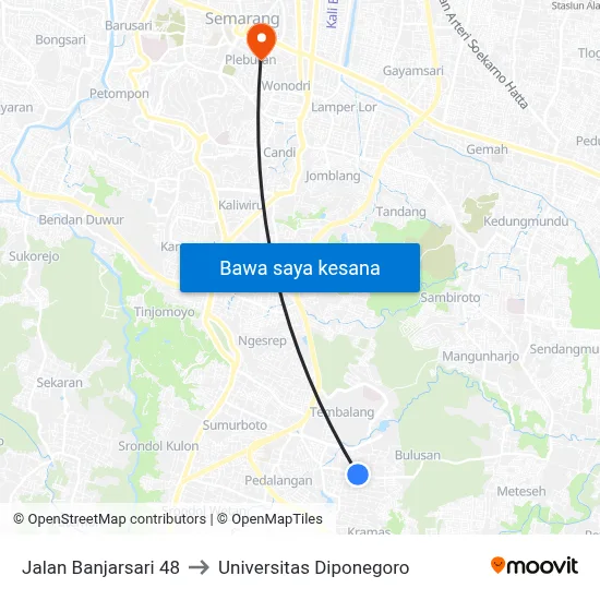 Jalan Banjarsari 48 to Universitas Diponegoro map