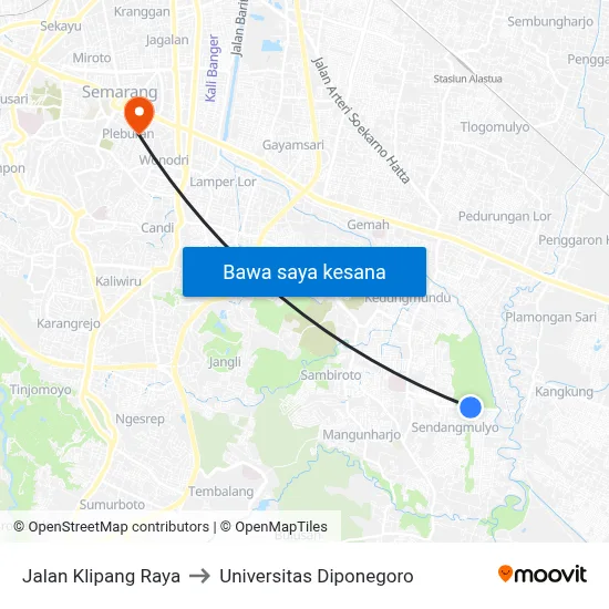 Jalan Klipang Raya to Universitas Diponegoro map